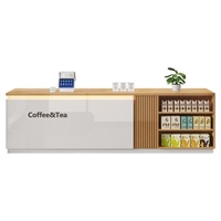 QT-250X Comptoir de caisse personnalisable YHSYT-2503 pour les magasins de thé au lait, d'aliments pour animaux et de supermarchés, design moderne et minimaliste avec rangement