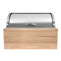Chauffe-Plat Buffet en Acier Inoxydable Brossé, Réchaud de Luxe Alimenté par Pack de Glace pour Équipement de Restauration