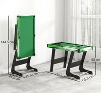 Table de billard snooker pliable en bois durable de 40 pouces pour intérieur, ensemble de table de billard avec 2 queues, 16 billes, craie, triangle et brosse – Cadeau sportif