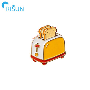 Pin de solapa de esmalte blando con logotipo personalizado de fábrica, diseño de máquina de hornear pan tostado, panadería, repostería, postres y productos alimenticios, tipo broche - Product Image 6