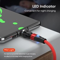 540 degrés 3A câble magnétique chargeur USB 3 en 1 PD60W noir rouge vert câble de charge magnétique cordons de charge rapide