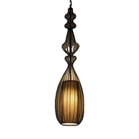 Lustre Rétro pour Bar, Café, Restaurant, Style Européen, en Fer Forgé, Tête Unique, Design Vase Courbé, pour Escalier, Style Campagne Américaine, LED, Noir, avec Abat-jour en Tissu