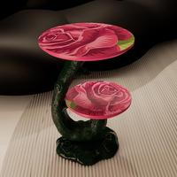 Table d'appoint sculpturale d'inspiration rose |   Table d'appoint artistique à double couche en gros pour salon