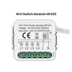 Módulo de Interruptor Inteligente WiFi Tuya RF433, Requiere Cable Neutro, 1/2/3/4 Canales, Compatible con Control Bidireccional, Funciona con Alexa y <span class=keywords><strong>Hey</strong></span> <span class=keywords><strong>Google</strong></span> - Product Image 4