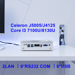Mini PC industriel sans ventilateur MiniTree Core I3 8130U/7100U/J4125, <span class=keywords><strong>RAM</strong></span> <span class=keywords><strong>DDR4</strong></span>, double RJ45 2.5G LAN, RS232 COM, Linux, SSD/HDD, en stock - Product Image 1