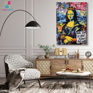 UNIART Graffiti street pop art print Mona <span class=keywords><strong>Lisa</strong></span> Wall Art avec cadre en aluminium Impression sur toile pour la décoration de la maison salon - Product Image 5