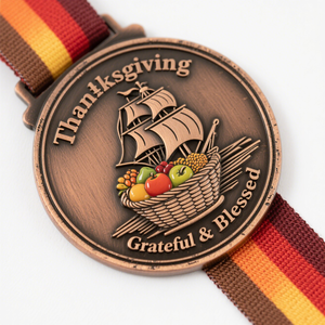 Médaille de dinde de Thanksgiving en alliage de zinc moulé sous pression gravée sur mesure, cadeau d'appréciation familiale, souvenir de la fête d'automne, récompense de la récolte - Product Image 3