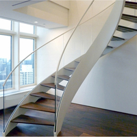 Haute qualité moderne décor à la maison escalier incurvé usine directe cercle de verre escalier flottant en bois pour une utilisation d'hôtel