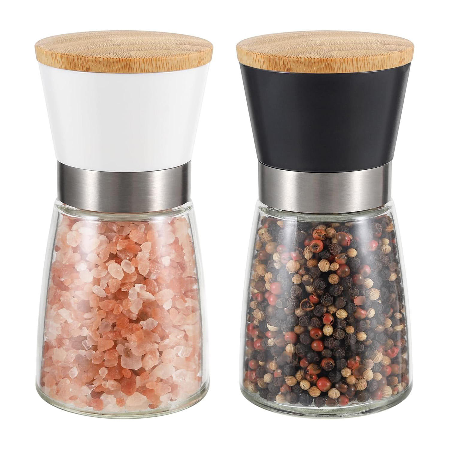 W1*Bamboo&ABS&GlASS*170ml*pepper grinder