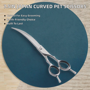 Tijeras Veterinarias de Acero Inoxidable de 7.5 Pulgadas, Ecológicas, Curvas, con Forma de Espina de Pescado/Densas, para Peluquería Canina - Product Image 2