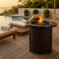 Table de foyer au gaz pour terrasse, personnalisée, OEM, moderne, ronde, sans fumée, au propane ou au gaz naturel, avec brûleur en acier inoxydable