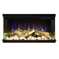 Cheminée électrique encastrée à effet de flamme 6 couleurs avec télécommande 60''42'' 3 côtés