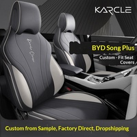Housses de siège auto en fibre synthétique entièrement enveloppantes avec broderie, coussins sur mesure toutes saisons pour BYD Song Plus DM-i