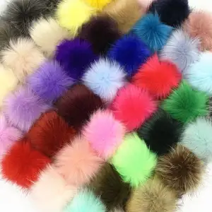 Abnehmbare Imitation Fake Fox Tierfell Pom Pom Ball Schlüssel anhänger 12cm Kunst pelz Ball mit Druckknopf