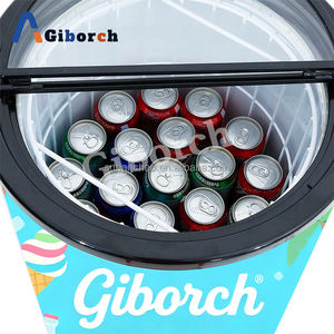 Réfrigérateur <span class=keywords><strong>mobile</strong></span> en forme de baril avec couvercle en verre à rabat lumineux LED, congélateur, CE nécessaire pour la promotion de la marque de boissons - Product Image 2