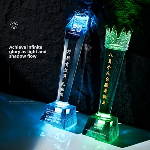 Trofeo in Cristallo di Resina Inciso con LED Colorati Personalizzati, Nuovo Design 2025 per Vittorie nei Campionati di Basket <span class=keywords><strong>e</strong></span> Biliardo - Product Image 2
