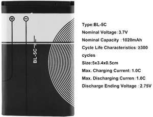 Batería Original para <span class=keywords><strong>Nokia</strong></span> Bl-5c <span class=keywords><strong>C2</strong></span>-<span class=keywords><strong>01</strong></span> X2-<span class=keywords><strong>01</strong></span> N202 - Product Image 5