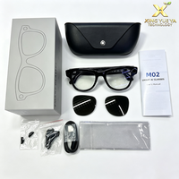 Lunettes intelligentes M02 ProMax, enregistrement vidéo 4K, stabilisation EIS, étanches IPX5, appels Bluetooth, étui de charge en cuir véritable, IA, unisexe