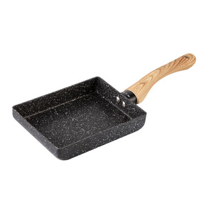 モダンデザインエコフレンドリーたまご焼き器　アルミ合金セラミックノンスティック木製ハンドル7インチ長方形パン - Product Image 1
