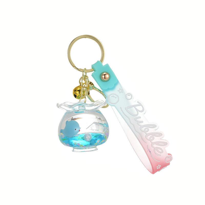 Creative Cute Acrylic Fish Tank Key Chain Quicksand Liquid