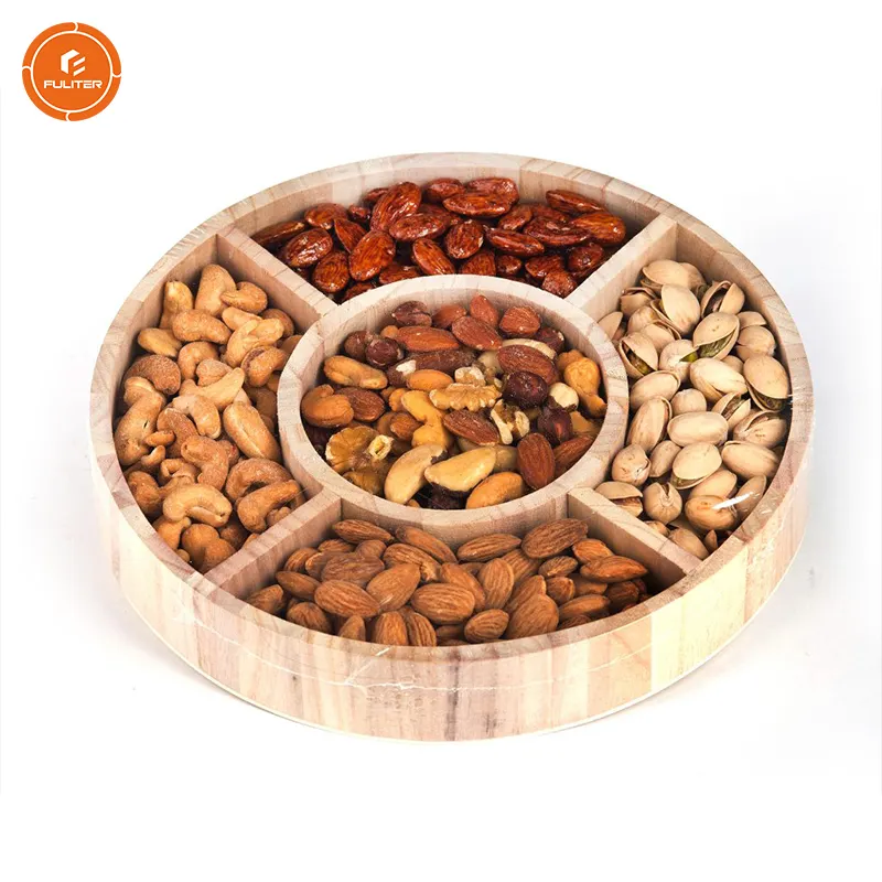 Customized Wood Dried Fruit Mixed Dry Nuts Box Tray Holder Packaging Nuts Container Boxes