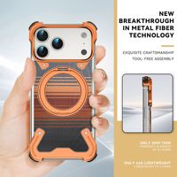 Funda Magnética sin Marco de Aluminio para iPhone 18 Pro Max, Parte Trasera Transparente de PC, Anillo de Soporte, Antiabrasión, Carcasa Protectora Ligera
