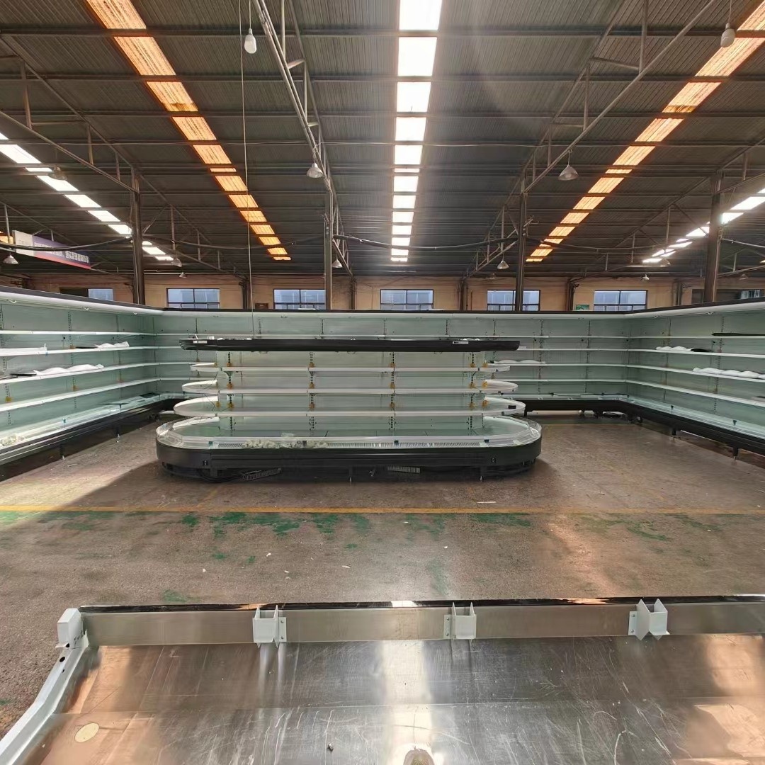 Высококачественный холодильник для супермаркетов, круглый охладитель, воздушный занавес, открытый многослойный холодильник
