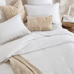 Set tempat tidur mewah tenun polos kustomisasi pabrik Set Duvet Modal Tencel pola Solid