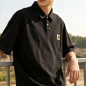<span class=keywords><strong>Polo</strong></span> pour homme personnalisé, 100% Coton, Haute Qualité, Coupe Oversize, Respirant et Infroissable, Style Vintage Délavé à l'Acide, Logo Hartt, Abordable - Product Image 3