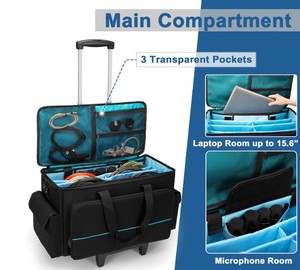 Sac de rangement pour équipement de grande capacité avec fond rigide et séparateurs amovibles pour câbles, écouteurs et équipement <span class=keywords><strong>professionnel</strong></span> - Product Image 3