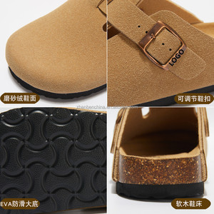 Zuecos Suaves de Cuero de Ante para Hombre y <span class=keywords><strong>Mujer</strong></span>, Zapatillas con Plantilla de Corcho Antideslizante, Diseño Personalizado, Unisex - Product Image 5