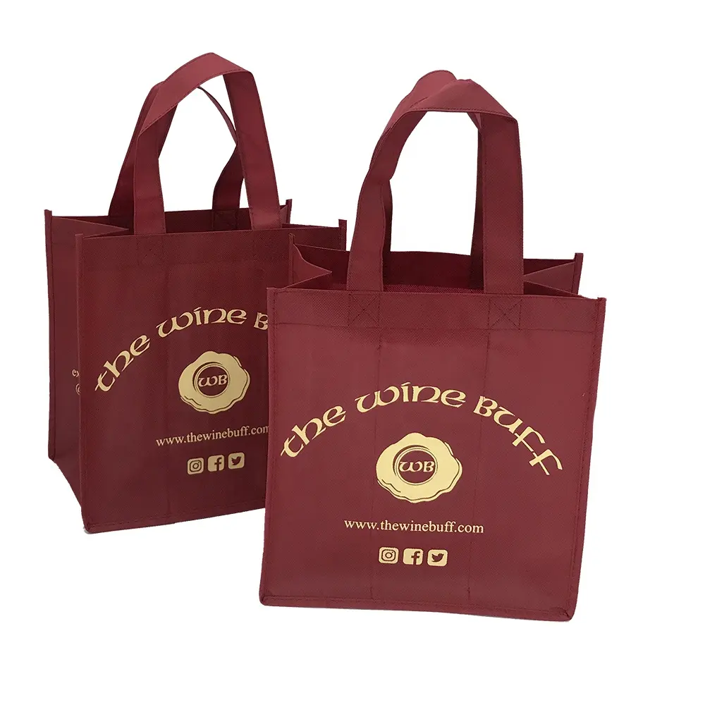 Sacs réutilisables Heavy Duty personnaliser réutilisable divisé 4 6 porte-bouteilles transporteur Non tissé vin recycler Logo sac cadeau pour vin Bot