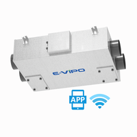 Système de Ventilation Double Flux E-VIPO VMC à Récupération de Chaleur HRV avec Fonction Bypass pour Air Frais et Air Extrait