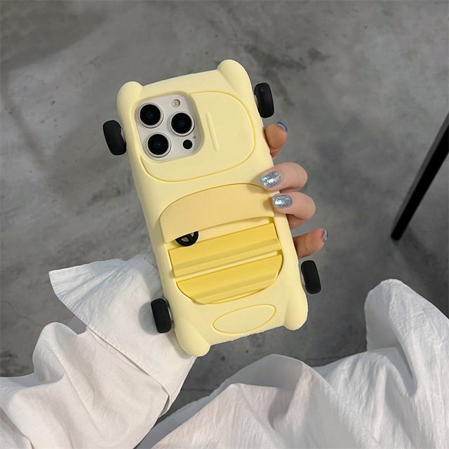 Cartoon Three-dimensional Yellow Personality Couple Sports Car Silicone Phone Case for for 16pro Max 15 14pro Shockproof 13