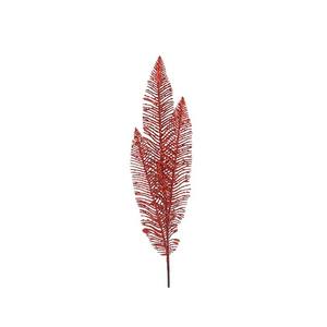 กิ่งสนสีแดงประกายวิบวับพร้อมใบ 3 ใบ - Product Image 1