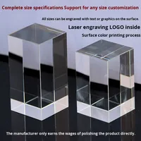 Base en verre de cristal artificiel personnalisée, matériau de qualité K9, cube, prisme rectangulaire, support de gravure, gravure laser 3D à l'intérieur