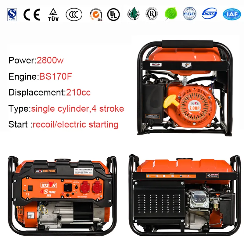 Generator portabel pengiriman cepat, generator bensin 3kw 4kw 5kw