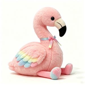 Peluche flamant rose personnalisée, peluche flamant rose à ailes arc-en-ciel, peluche flamant rose mignonne avec nœud en ruban dégradé - Product Image 4