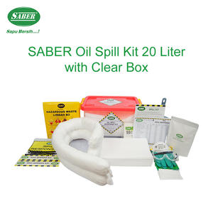Kit avanzado SABER para derrames de petróleo de 20 litros con caja transparente, kit de contención de derrames de petróleo para desagües y control de pequeñas áreas. - Product Image 4