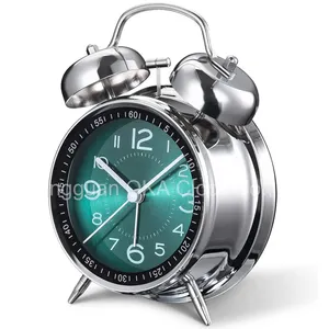 <span class=keywords><strong>Sveglia</strong></span> Retrò con Suoneria Elettroplaccata Silenziosa Orologio da Tavolo a Doppia Campana - Product Image 1