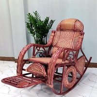 Fauteuil à bascule en rotin véritable tissé à la main, fauteuil inclinable ergonomique pour salon, fauteuil de relaxation pour balcon intérieur pour adultes