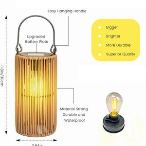 Lámparas Solares LED Modernas Personalizadas, Lámpara Colgante/de Pie de Ratán Impermeable con Panel Solar para Decoración de Jardín Exterior - Product Image 2