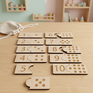 Wooden Number Matching Puzzle Montessori Math Learning Blocks Counting Teaching Toy for Kids - Product Image 3