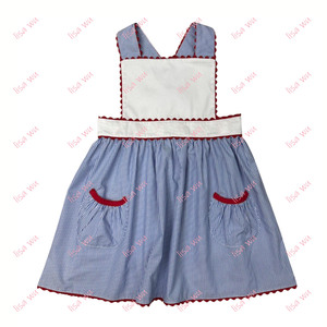 Tenues Assorties Frère Sœur : Barboteuse Classique Bleue Rayée et Robes Monogrammées pour Filles – Ensembles Vêtements d'Été pour Filles – 4 Juillet - Product Image 4