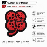 Patch moral 3D PVC Trèfle Crâne Lumineux Style Tactique avec Crochet et Boucle, en Stock, Prêt à l'Expédition, Patchs en Caoutchouc pour Sac à Dos