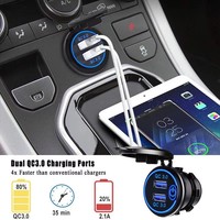 ELEWIND Connecteur USB double étanche IP68 avec charge rapide QC 3.0, contact en laiton et boîtier PC pour voiture et yacht