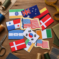 Badge brodé de drapeau national recyclé de qualité supérieure, écusson professionnel thermocollant avec logo de pays pour uniformes et équipements de voyage