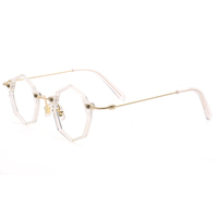 PES13 Lunettes à la mode en acétate polygone Monture Hommes Femmes Lunettes transparentes optiques pour myopie Lunettes de prescription de luxe en tortue