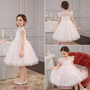 Abito Estivo in Tulle Stile <span class=keywords><strong>Fata</strong></span> dei Fiori Lolita, Collo Tondo, Lunghezza al Ginocchio, Linea Dritta, per Ragazze, ODM - Product Image 4