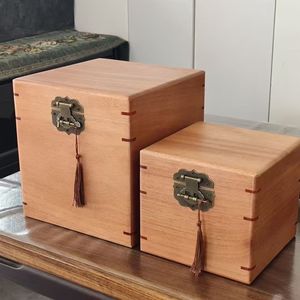 Caja de té de madera maciza con tapa abatible, adecuada para almacenar té blanco Fuding y como regalo, caja de embalaje universal de madera para té Pu'er. - Product Image 2